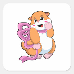 Hamster with Ribbon Square Sticker