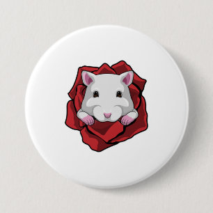 Hamster with Rose 7.5 Cm Round Badge