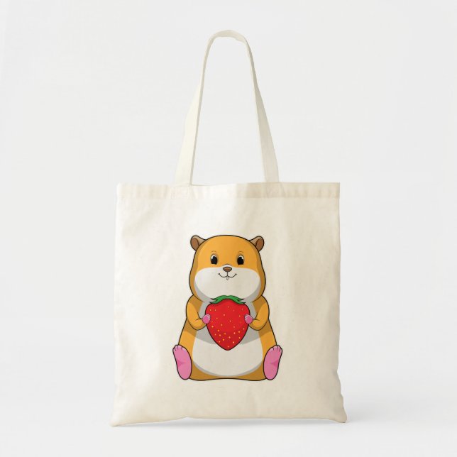 Hamster with Strawberry Tote Bag (Front)