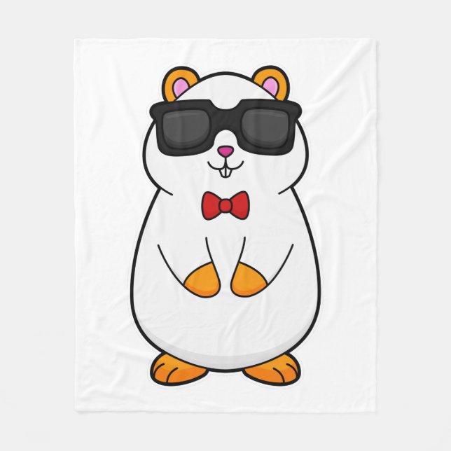 Hamster with Sunglasses & Bow tie Fleece Blanket (Front)