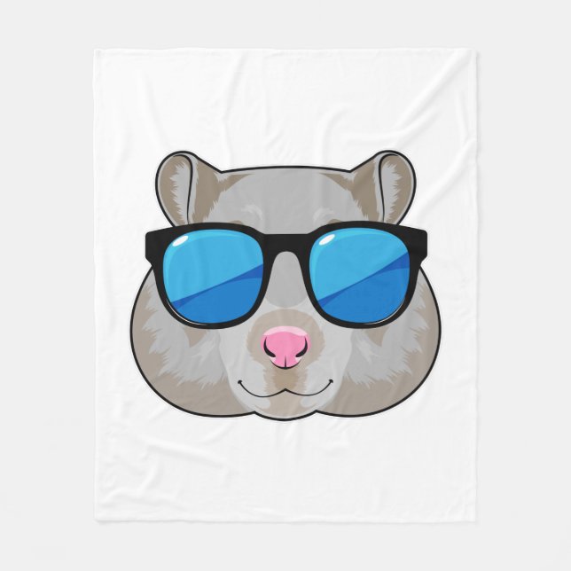 Hamster with Sunglasses Fleece Blanket (Front)