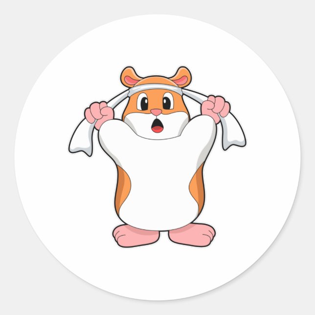 Hamster with Towel Classic Round Sticker (Front)