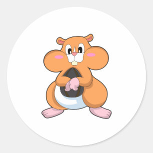 Hamster with Walnut Classic Round Sticker