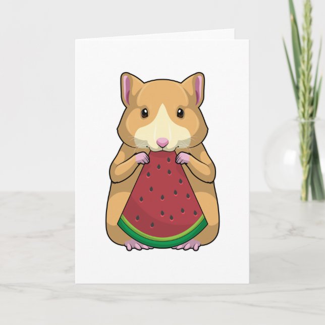 Hamster with Watermelon Card (Front)