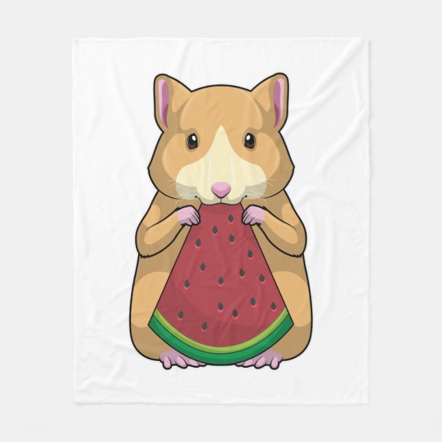 Hamster with Watermelon Fleece Blanket (Front)