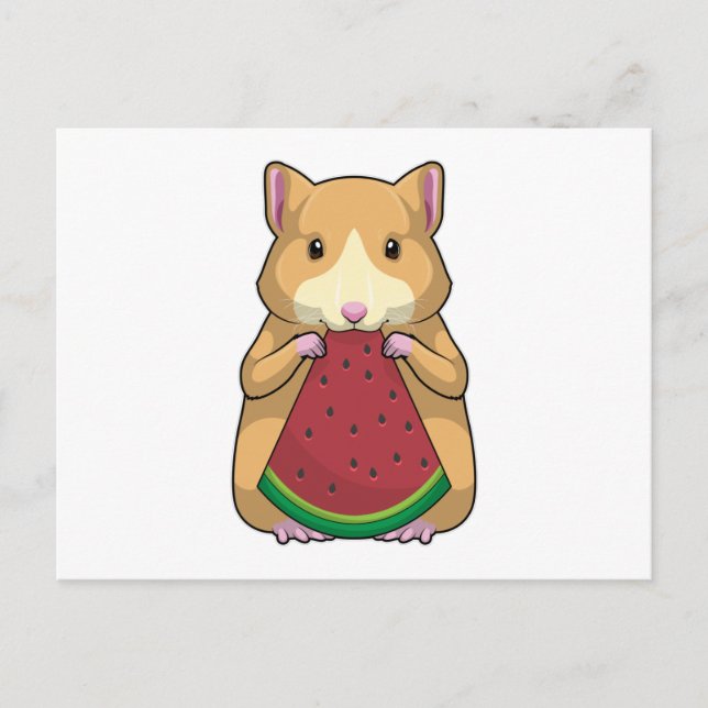 Hamster with Watermelon Postcard (Front)
