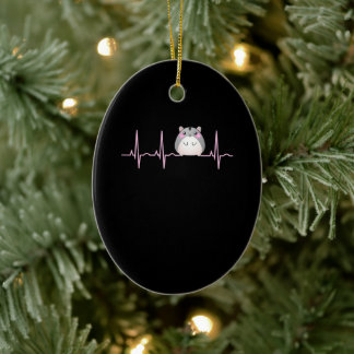 Hamster Women Girls Cute Hamster Lover Heartbeat Ceramic Tree Decoration