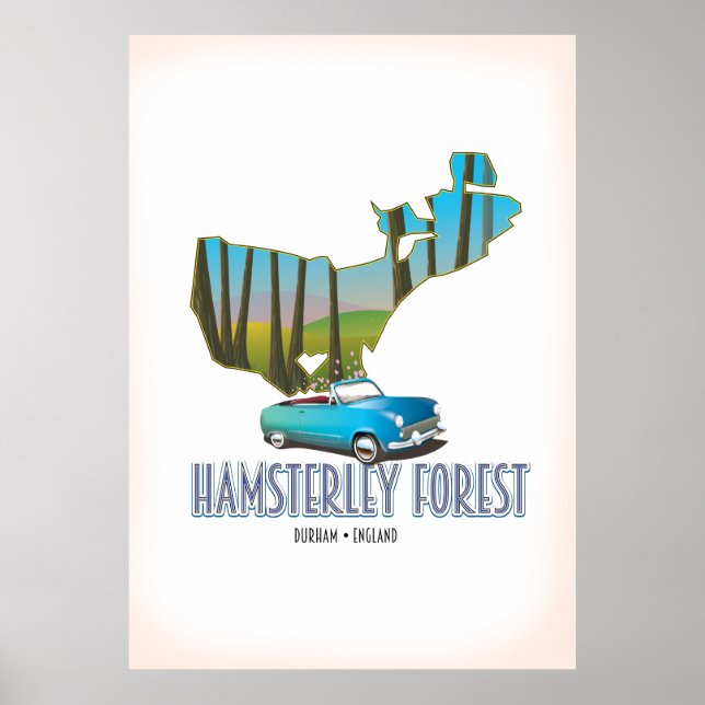 Hamsterley Forest Durham England map Poster (Front)