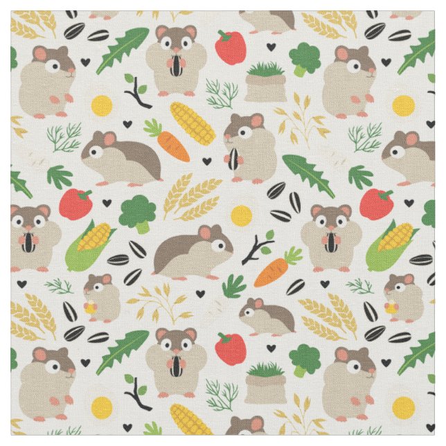 Hamsters And Their Treats Fabric (Close Up)