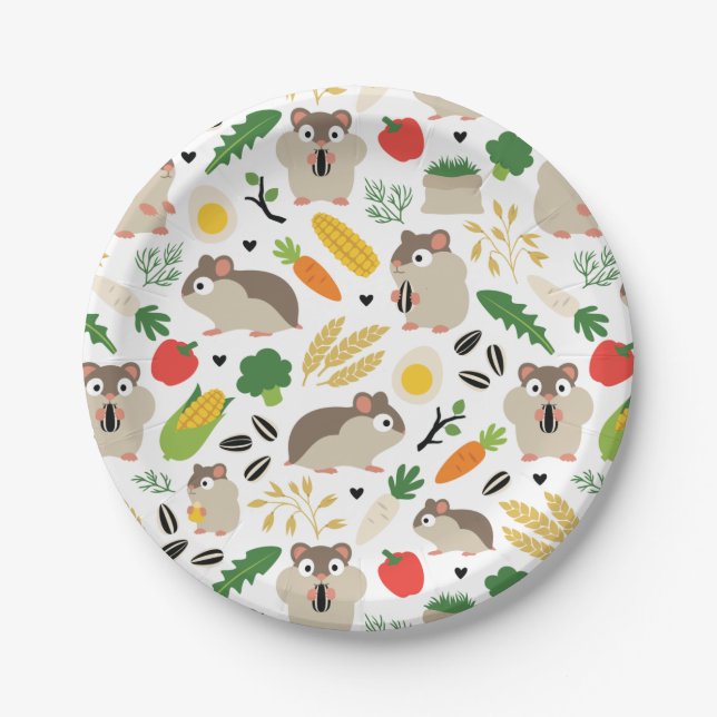 Hamsters And Their Treats Paper Plate (Front)