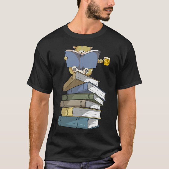 Hamsters Books Beer Beer Hamsters & Reading T-Shirt (Front)
