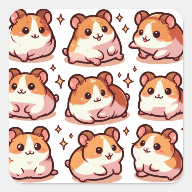 Hamsters part 2 square sticker (Front)