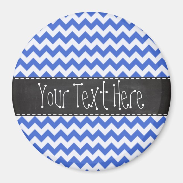 Han Blue Chevron Stripes; Chalkboard look Magnet (Front)