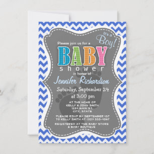 Han Blue Chevron Stripes Invitation