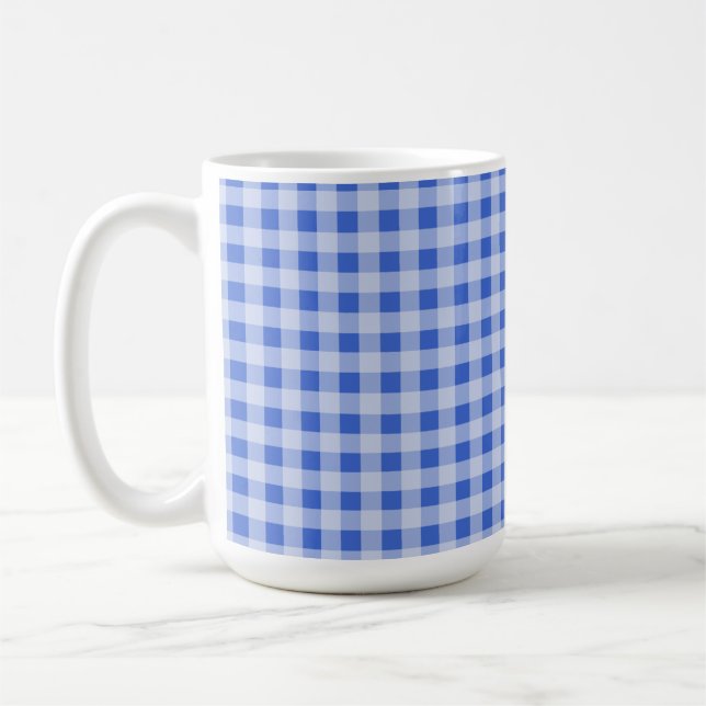 Han Blue Gingham; Chequered Coffee Mug (Left)