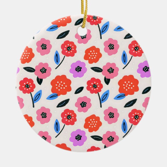 Han drawing flowers pattern ceramic tree decoration (Front)