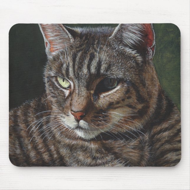 Hana Grey Tabby Cat Mouse Pad (Front)