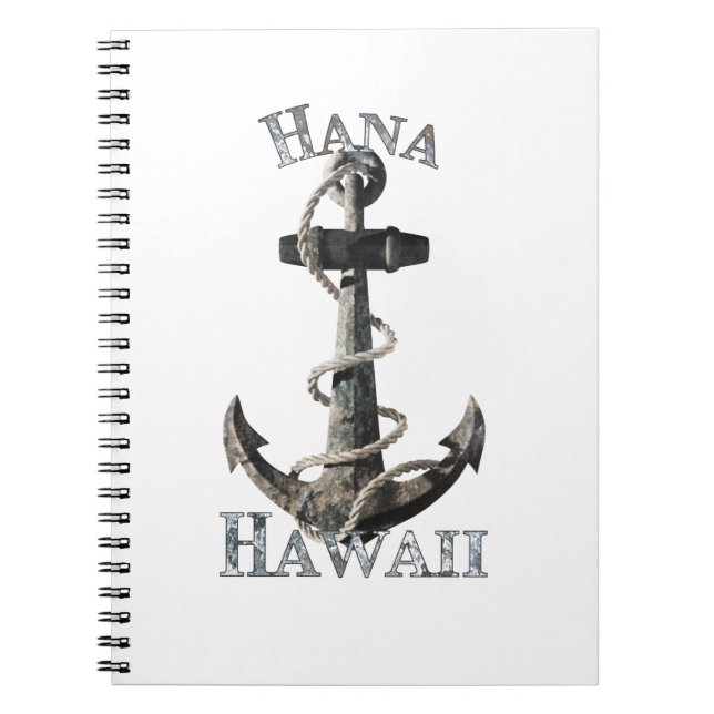 Hana Hawaii Vacation Nautical Anchor Sailing Notebook (Front)