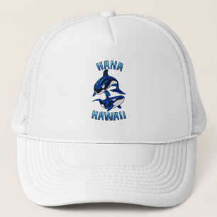 Hana Hawaii Vacation Tribal Whale Orcas Trucker Hat