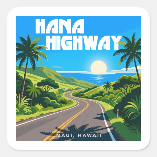 Hana Highway Maui Hawaii Landscape Square Sticker (Front)