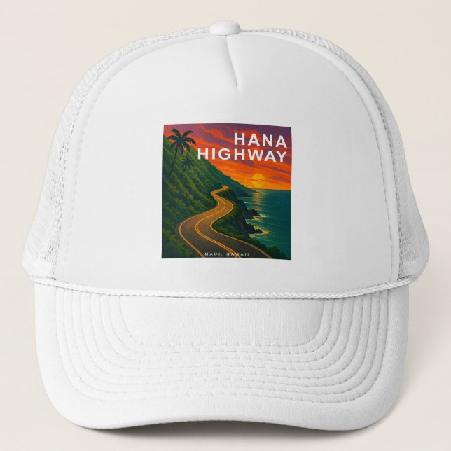 Hana Highway Maui Hawaii Sunset Trucker Hat (Front)