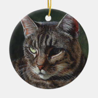 Hana Tabby cat painting art Ceramic Tree Decoration