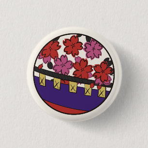 Hanafuda "Sakura-ni-maku" 3 Cm Round Badge