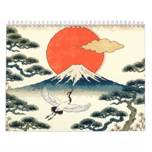 Hanafuda Twelve Months Japanese Woodblock Calendar