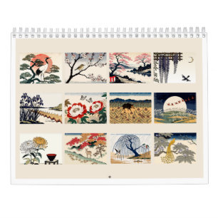 Hanafuda Twelve Months of Japan Woodblock Art Calendar