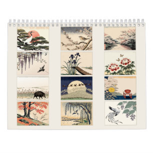 Hanafuda Twelve Months of Japan Woodblock Art Calendar