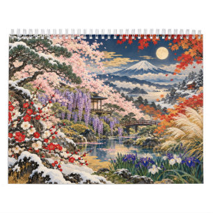 Hanafuda Twelve Months of Japan Woodblock Art Calendar