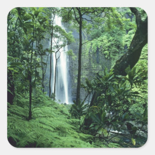 Hanakapiai Falls along the Na Pali Coast, Kauai, Square Sticker