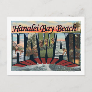 Hanalei Bay Beach, Hawaii - Large Letter Scenes Postcard