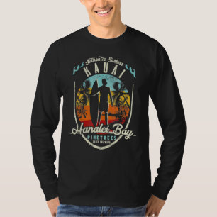 Hanalei Bay Beach Surfing Kauai Surf Vintage Retro T-Shirt