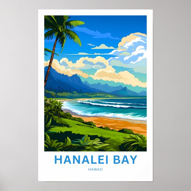 Hanalei Bay Hawaii Travel Print (Front)