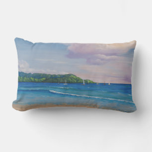 Hanalei Bay Hawaiian Islands Painting Lumbar Cushion