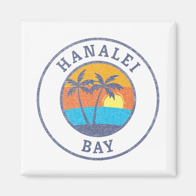 Hanalei Bay, Kauai Faded Classic Style Magnet (Front)