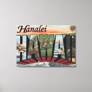 Hanalei, Hawaii - Large Letter Scenes Canvas Print