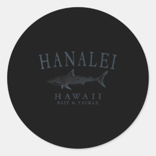 Hanalei hawaii shark retro slate art fishing classic round sticker