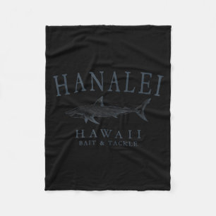 Hanalei hawaii shark retro slate art fishing tank fleece blanket