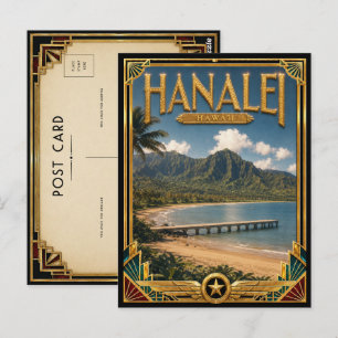 Hanalei Hawaii Vintage Art Deco Golden Age Postcard