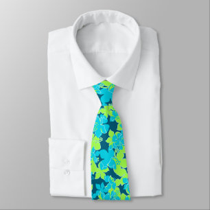 Hanalei Hawaiian Hibiscus Floral Two-sided Printe Tie