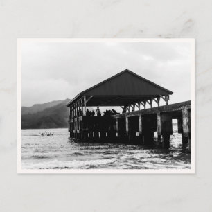 Hanalei Pier Kauai Hawaii Black & White Photo Postcard