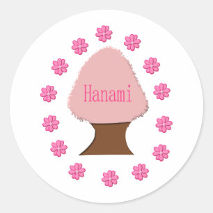 Hanami Japanese Cherry Tree Classic Round Sticker