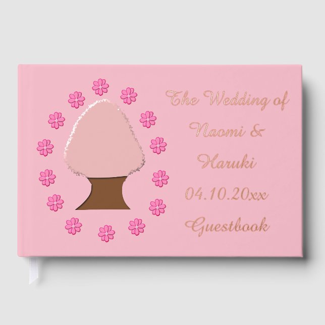 Hanami Japanese Cherry Tree Custom Wedding Guest Book (Front)