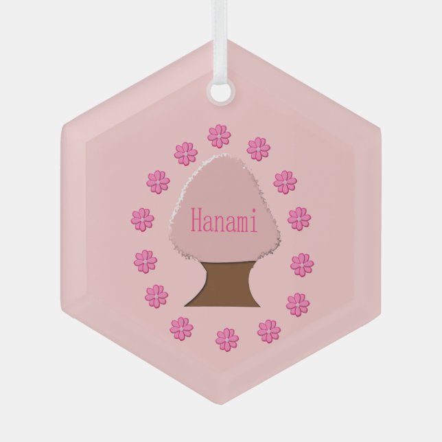 Hanami Japanese Cherry Tree Glass Tree Decoration (Front)