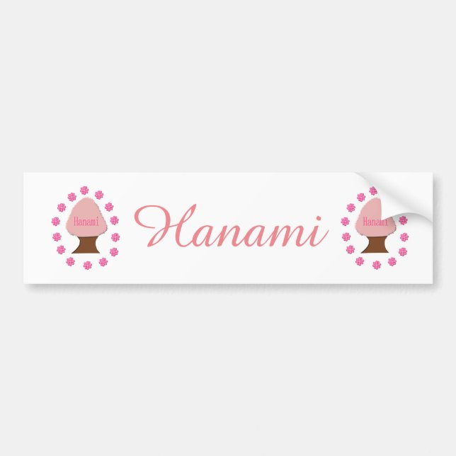 Hanami Japanese Cherry Tree Personalised Bumper Sticker (Front)