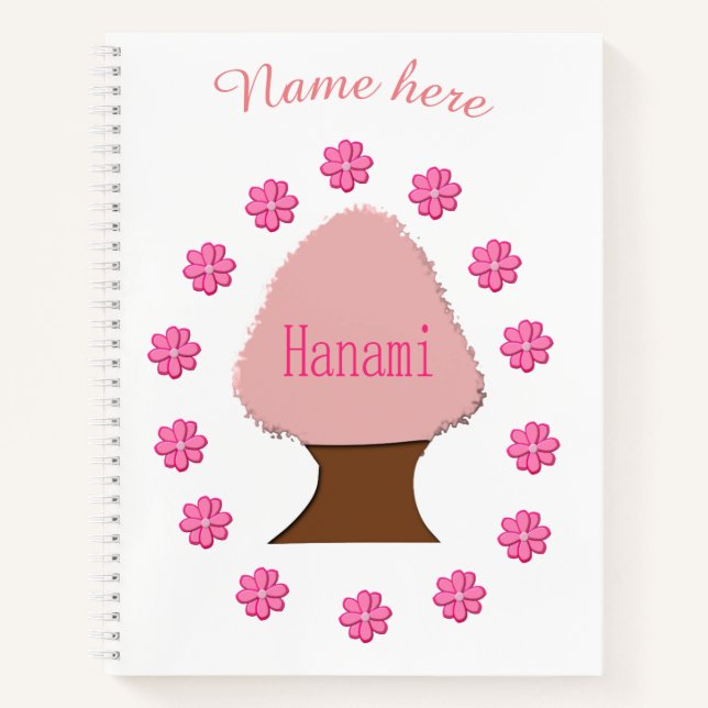 Hanami Japanese Cherry Tree Personalised Notebook (Front)