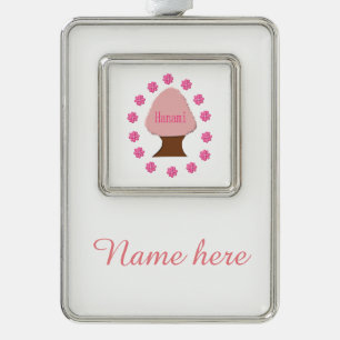 Hanami Japanese Cherry Tree Personalised Silver Plated Framed Ornament