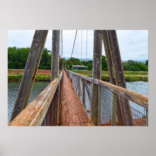 Hanapepe Swinging Bridge, Kauai, Hawaii Poster (Front)